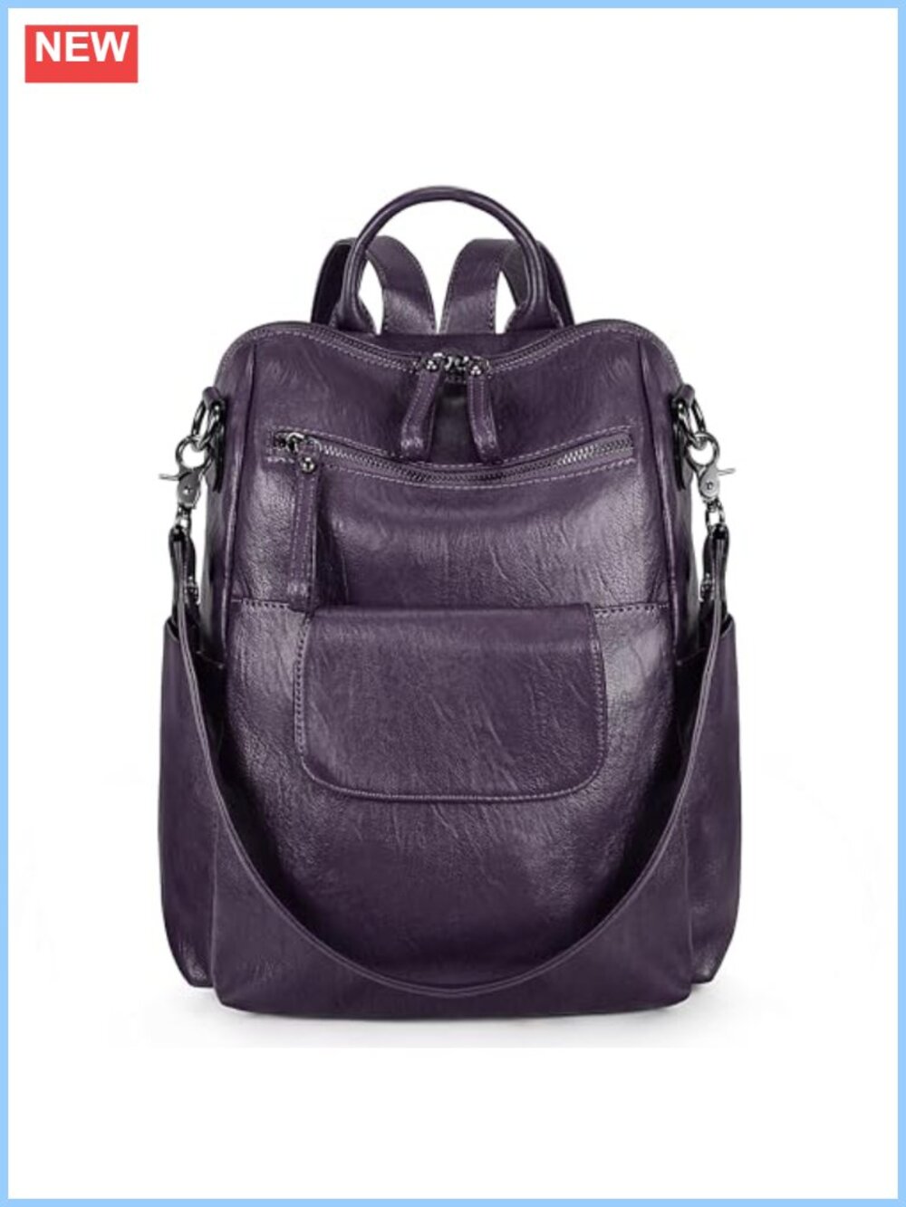 Women's 3-Way Convertible PU Leather Backpack Purse Laptop Shoulder Bag Rucksack